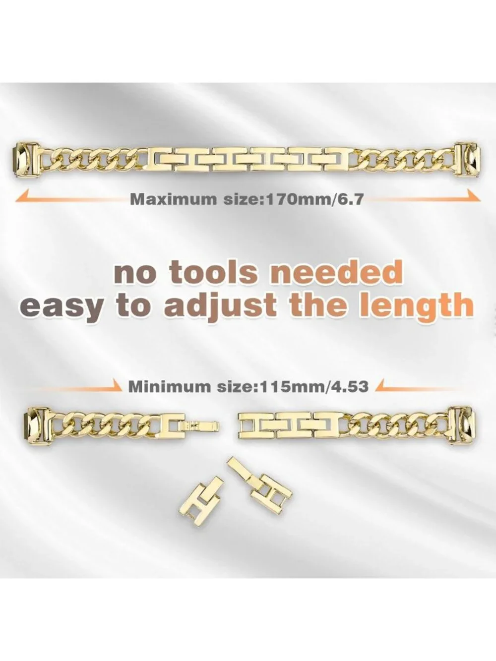 Stylish Adjustable Metal Chain Band for Fitbit Inspire 3 - Stainless Steel